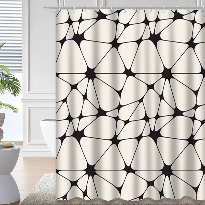 Rideau de douche imperméable à motif abstrait triangulaire avec 12 crochets, L 72 po x l 78 po