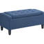 Banc de rangement bleu foncé By, revêtement en lin recouvert de boutons, chambre à coucher polyvalente et repose-pieds en lin, plateau pour la maison et les espaces intérieurs, solution de repos fonctionnelle