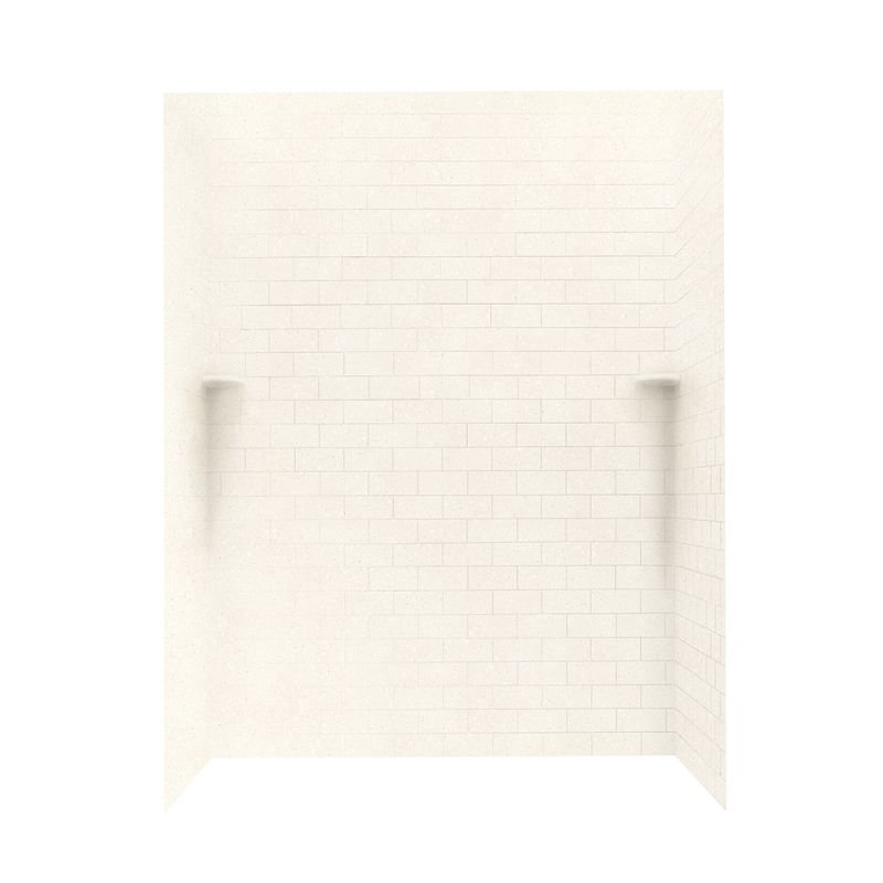 Solid Surface Three Panel Shower Wall, Pebble, 72" H x 62" W x 36" D
