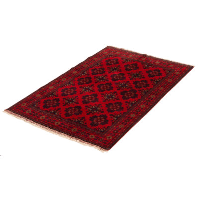 Tapis rouge turc noué à la main 4 pi 3 po x 6 pi 5 po Esari