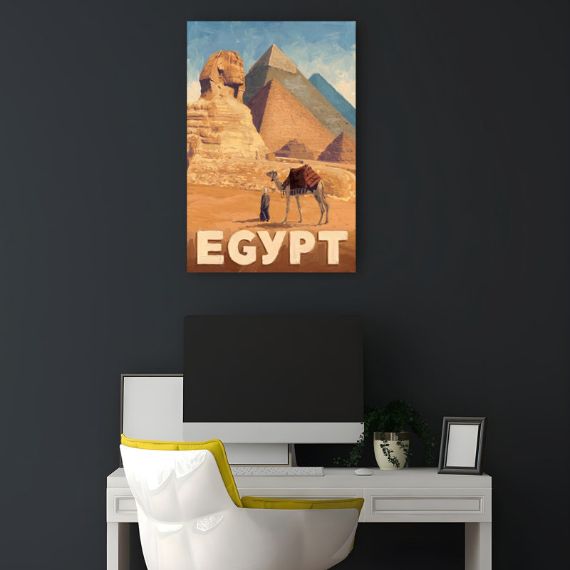Égypte, désert, grandes pyramides, paysage abstrait traditionnel, impression d'art mural, H 18 po x l 12 po