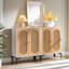 Armoire de rangement cannelée, blanc et chêne naturel, 1 pièce-1384972576
