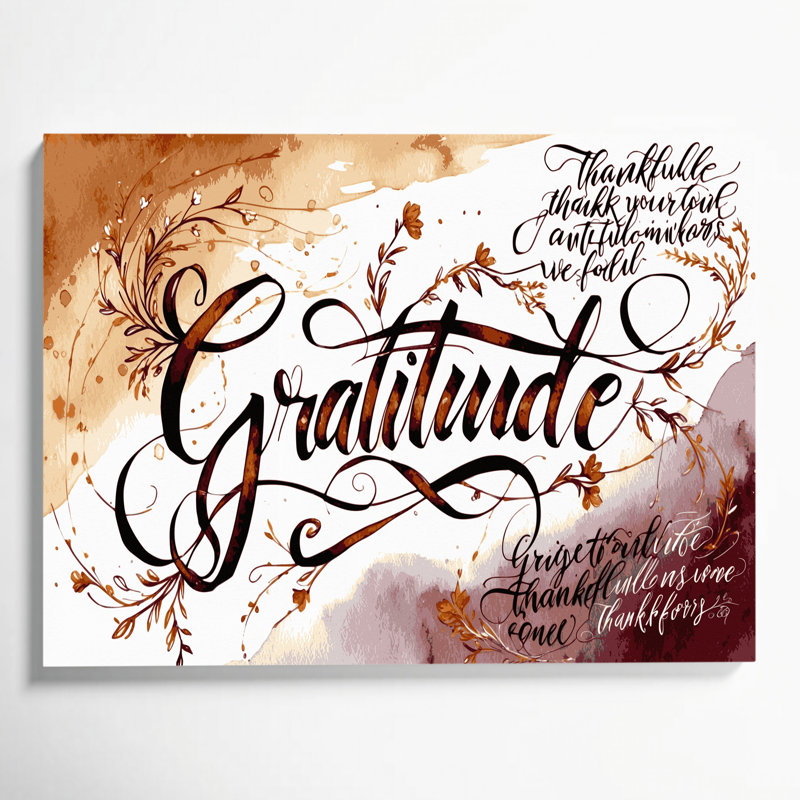 «Thanksgiving Thankfulness citations», art mural sur toile beige, H 8 po x l 10 po