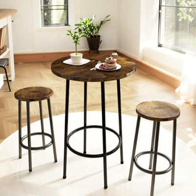 Dining Room Table And Chairs Set For 2, Kitchen Dining Table Set With Round Table & 2 Stools, Space-saving Modern Dining Table Set With Mdf Broad & Me