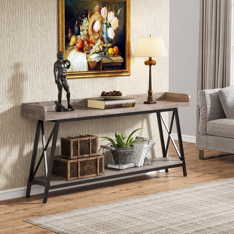 Niami 70.87'' Console Table, Gray, Black
