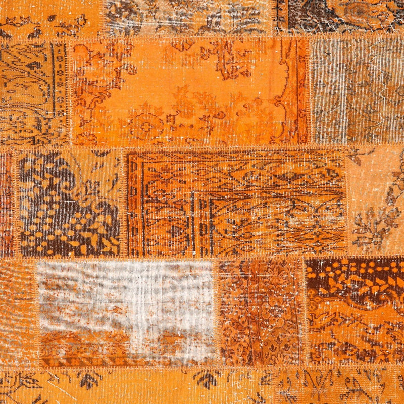 Tapis contemporain orange, Carré 6 pi