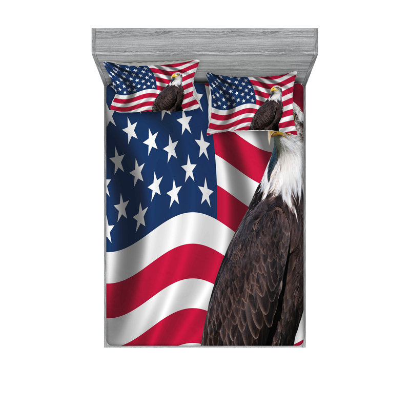 Multicolore drap-housse et taies décoratives Ambesonne Eagle, Ensemble de draps pour très grand lit californien