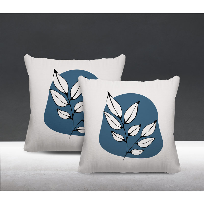 Jeté carré en polyester / mélange de polyester intérieur / extérieur, Bleu / beige, L 19 po x H 19 po