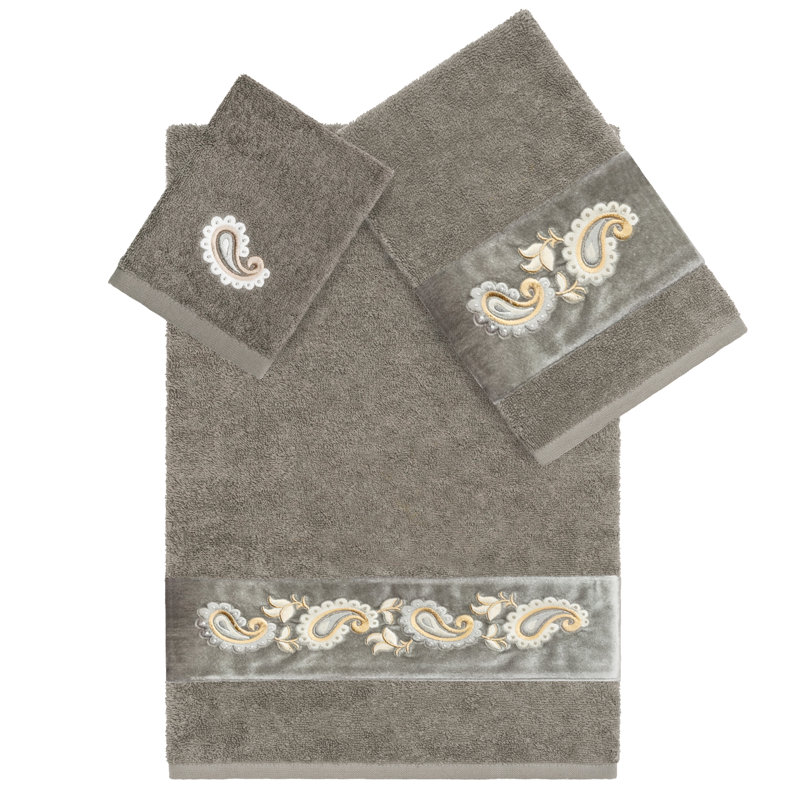 3 Piece 100% Turkish Cotton Towel Set, Dark Gray