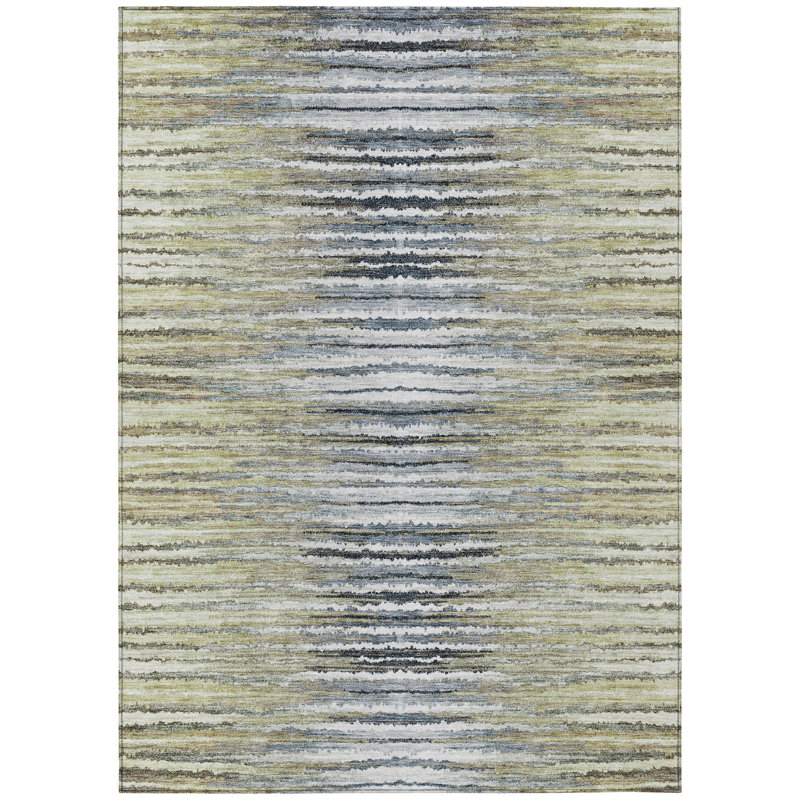 Tapis extérieur lavable rayé beige et taupe 5 pi x 8 pi beige