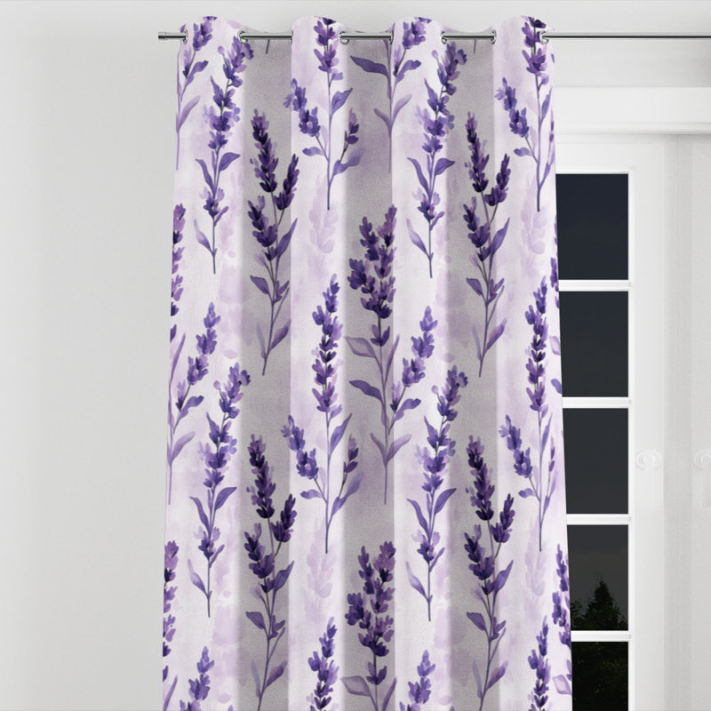 Girls Calming Florals Window curtains - Serene Baldassarre Grommet Curtain - 1 Panel, 52" W x 120" L, Silver Grommets