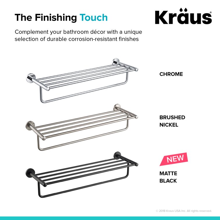 Kraus Bathroom Towel Hooks, Brushed Nickel Finish 