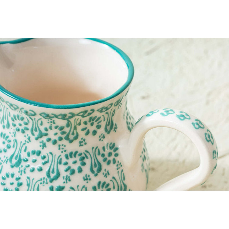 Hand Painted Ceramic 45oz. Ceramic Pitcher, White