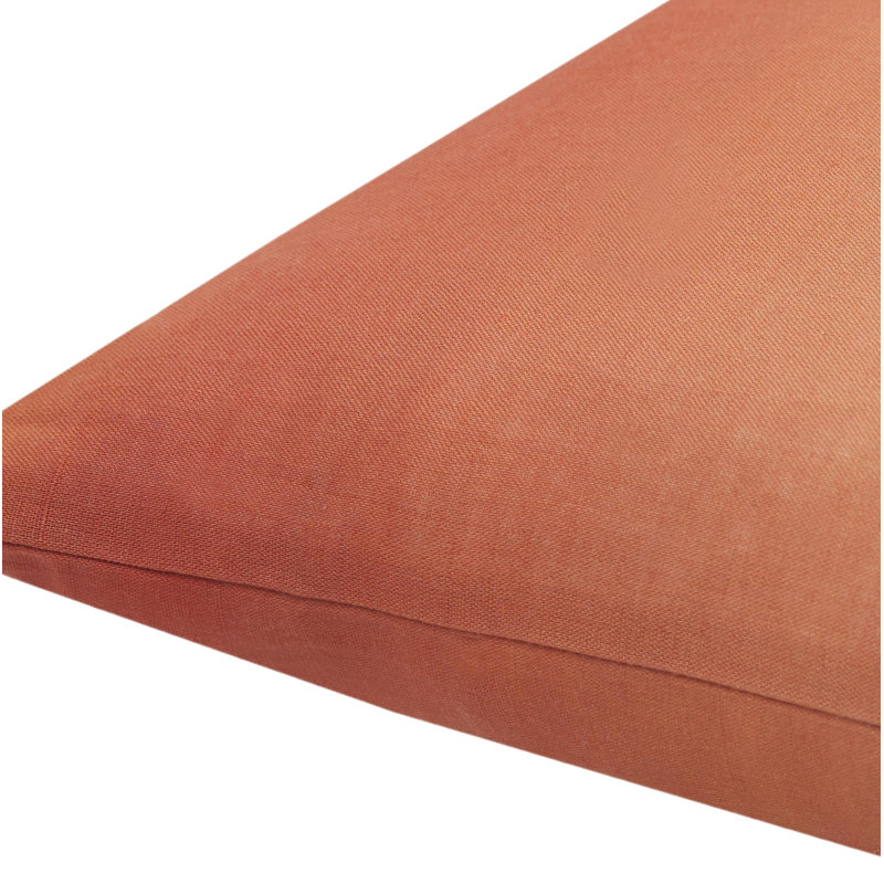 Deadra Ombre Linen Reversible Throw Pillow, Down, Brick Red, 18" x 18"