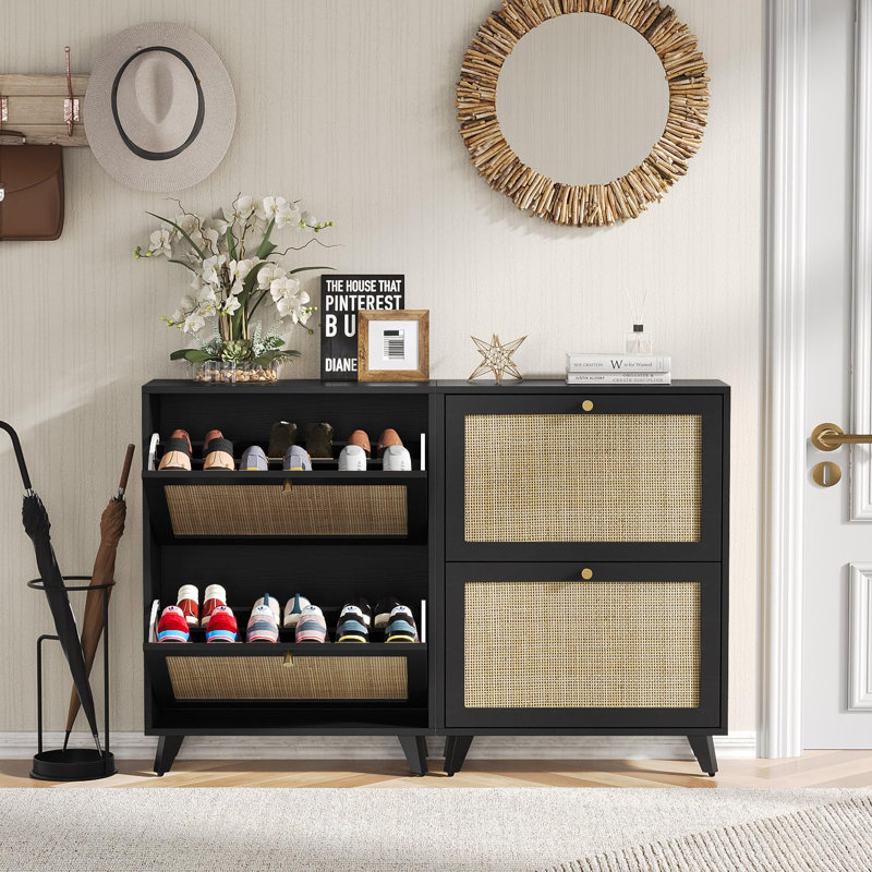 Armoire de rangement pour chaussures Aimara, Noir