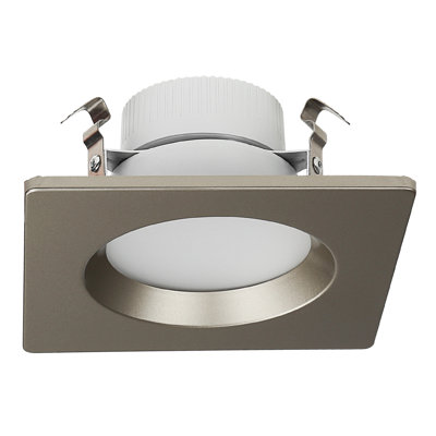 Bague de finition interchangeable de 10 cm (4 po), pour luminaire encastré Torchstar, forme carrée, nickel satiné
