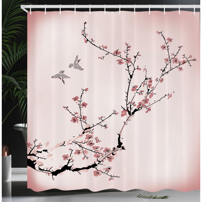 Ensemble de rideau de douche et crochets de la nature, H 70 po x l 69 po, Rose, noir