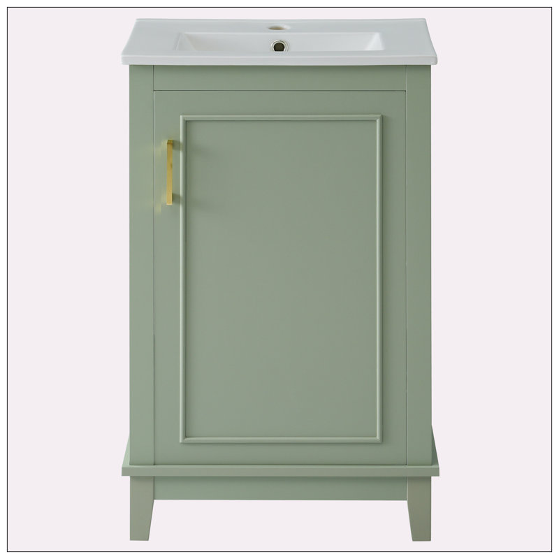 Petit meuble-lavabo 20 "avec lavabo en céramique, Vert