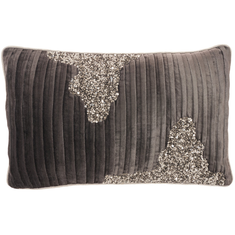 12" X 20" Periwinkle Cotton Throw Pillow, Charcoal Pewter