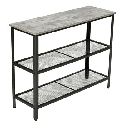 40" Industrial Console Table, 3 Tier Entryway Table with Storage Shelf-gray