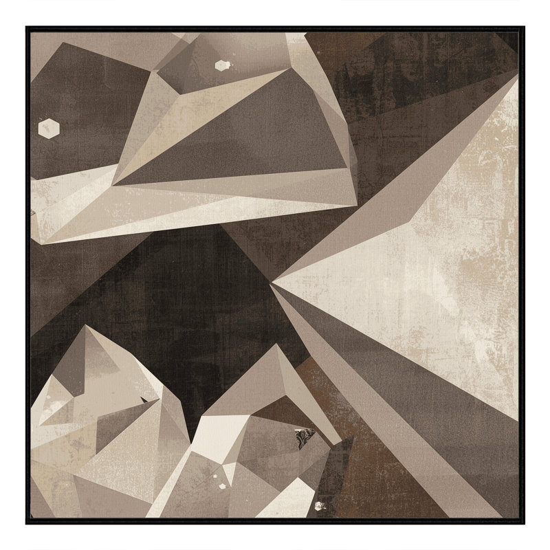 Machine Washable Manhasset Posh & Luxe Geometric Shapes Rug in Brown – Black Binding, 6' Square