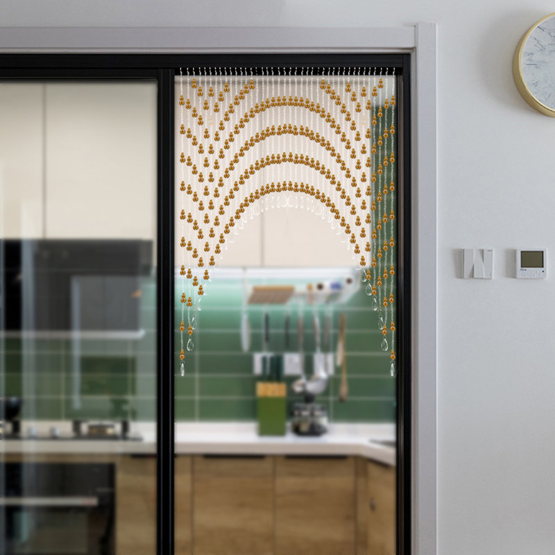 Crystal Hanging Room Bead Curtain Door Curtain Partition Curtain Amber/Clear, Amber, 78.74" W x 35.43" L