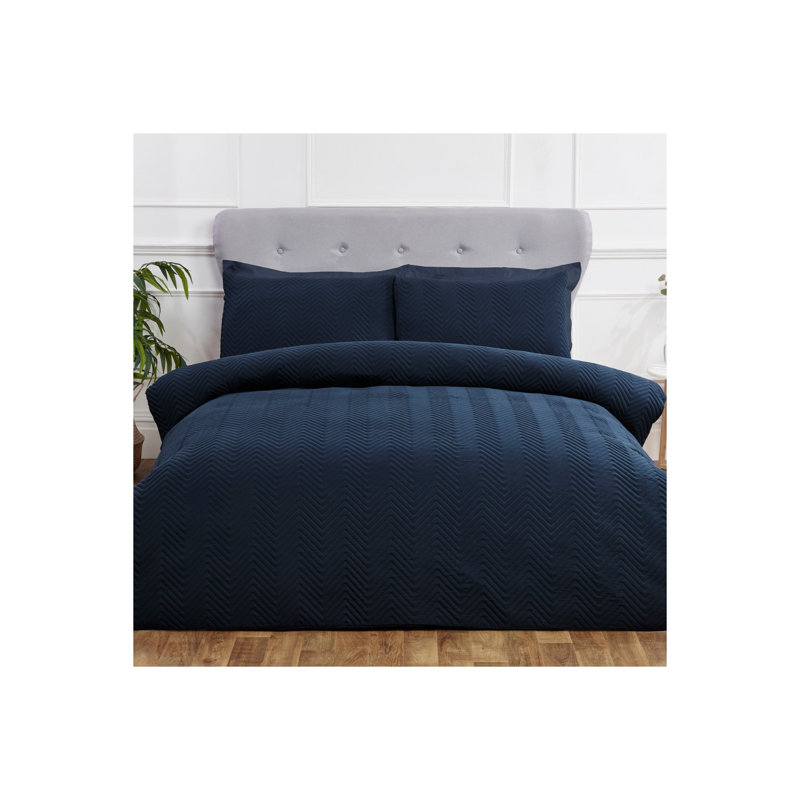 Bogusz Polyester Solid Colour Duvet Cover Set with Pillowcases Included, Single - 1 Standard Pillowcase, Navy