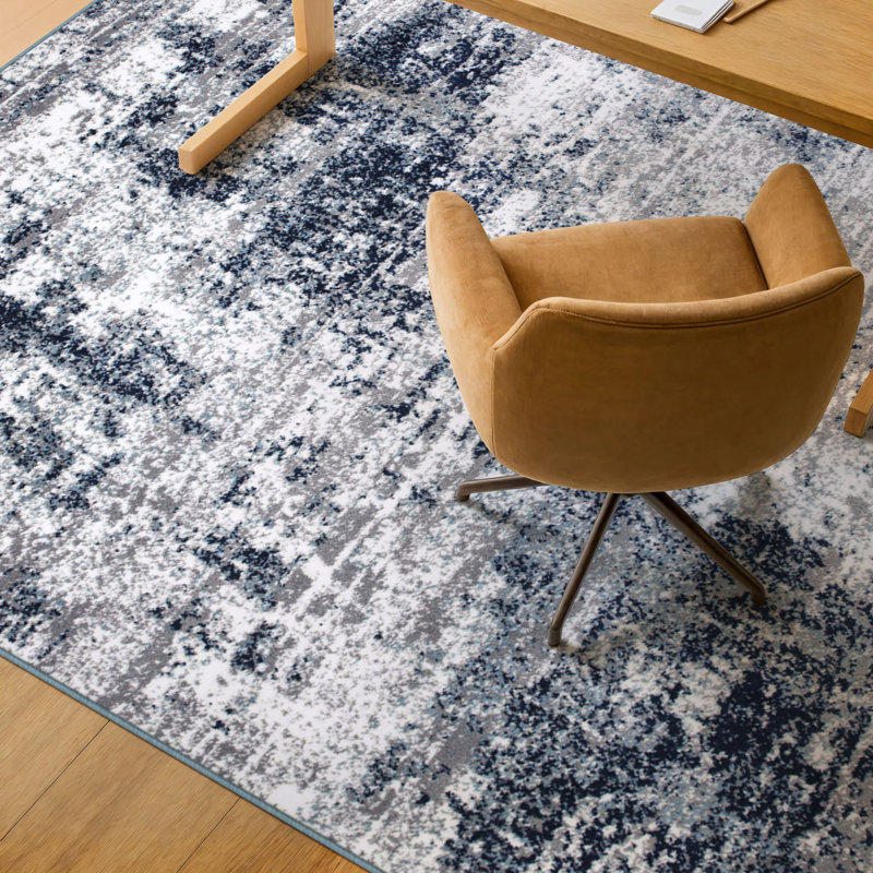 Tapis gris / bleu / ivoire Willington, Rectangle 5 pi x 7 pi