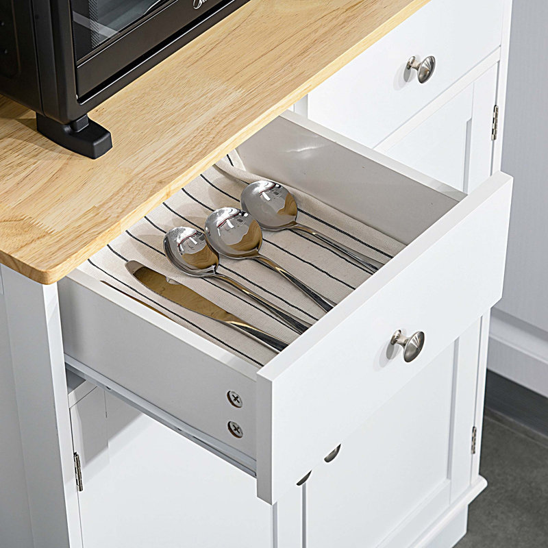 Buffet de cuisine 67 po avec huche, garde-manger avec support à micro-ondes, tablette réglable, 2 tiroirs
