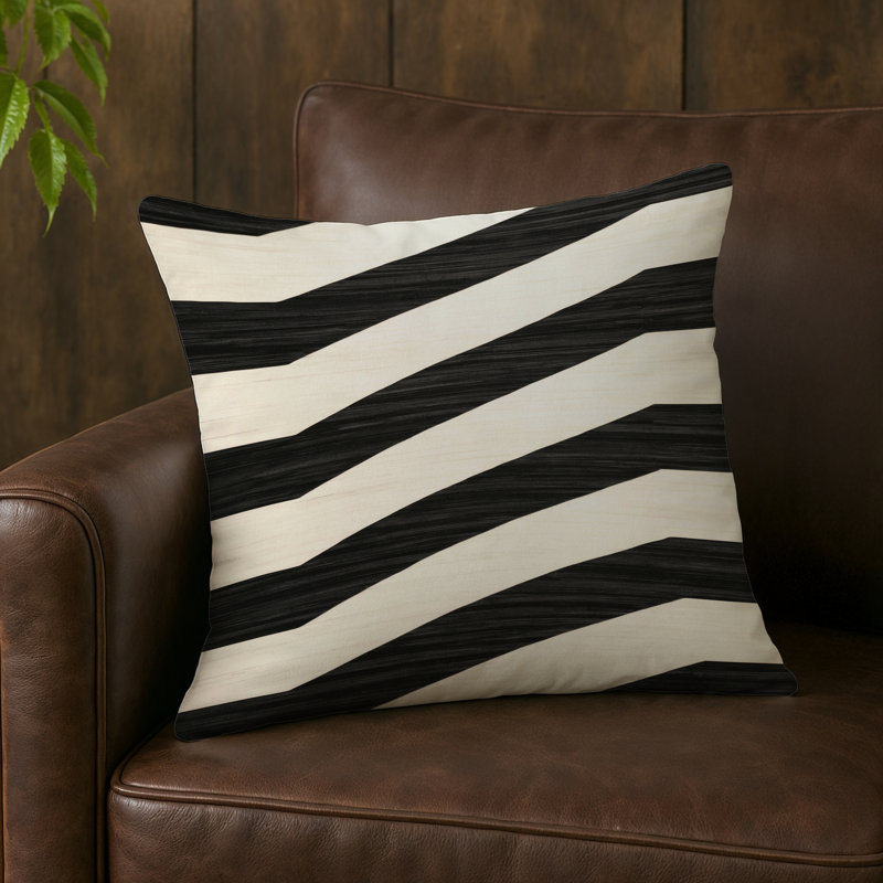 Coussin d'intérieur et d'extérieur, Ivoire rayé gris anthracite, Carré 20 po