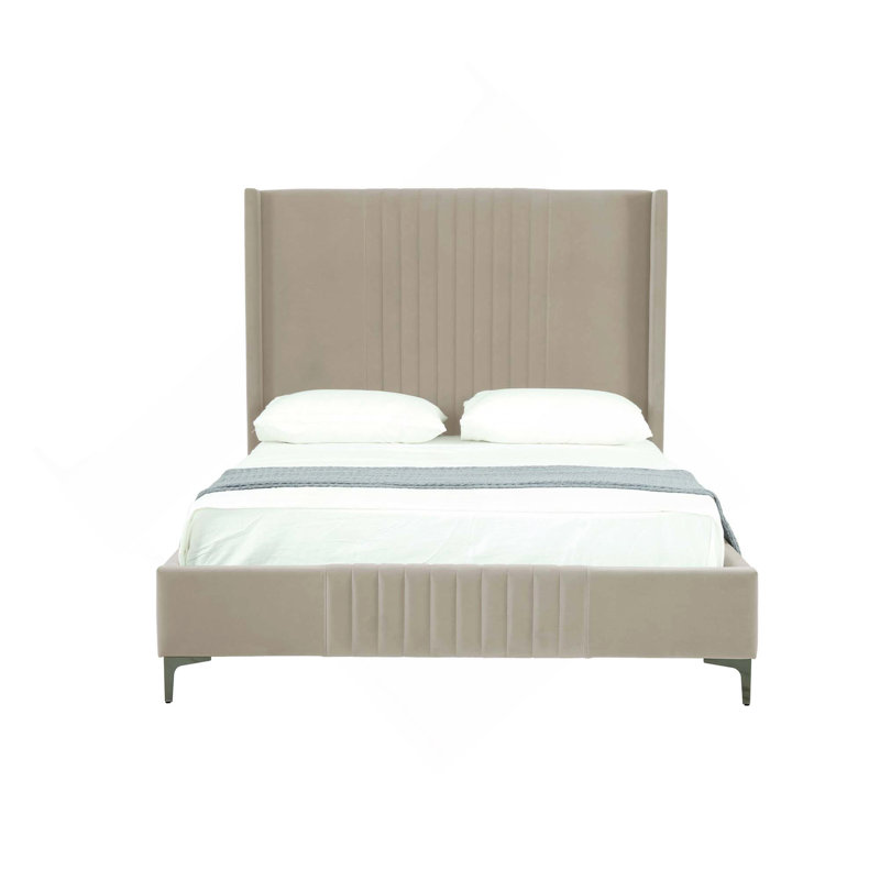 Lit tapissier Promenade, Taupe, Grand lit