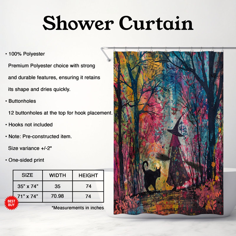 Rideau de douche 1 pièce Forest Enchantment, H 74 po x l 71 po
