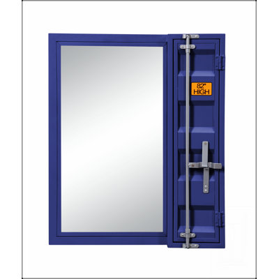 Stylish Cargo Vanity Mirror With Secure Storage And Clear Reflection, For Modern And Industrial Decor.