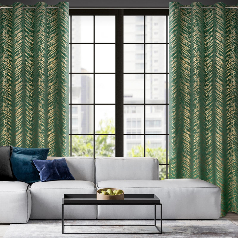 Adelya Blackout Curtains Single Panel, Dark Green