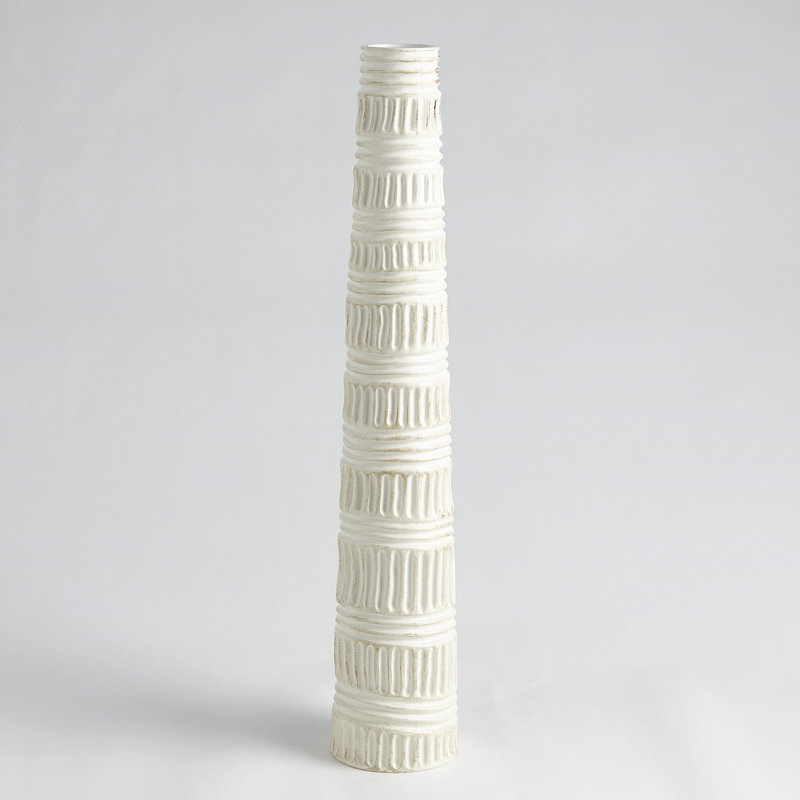 Totem Vase-Antique White-Lg