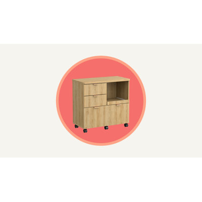 Classeur en bois 31,5 po à 3 tiroirs, classeur mobile avec plateau coulissant dissimulé pour imprimante