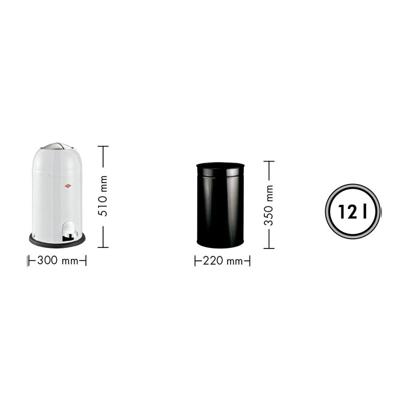 Kickmaster 12 Litre Step On Curbside Trash & Recycling Bin, Red