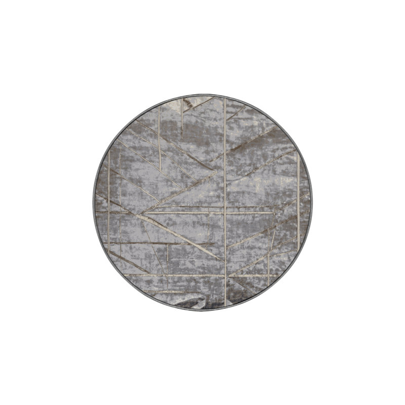 Machine Washable Gray Area Rug, Round 8'