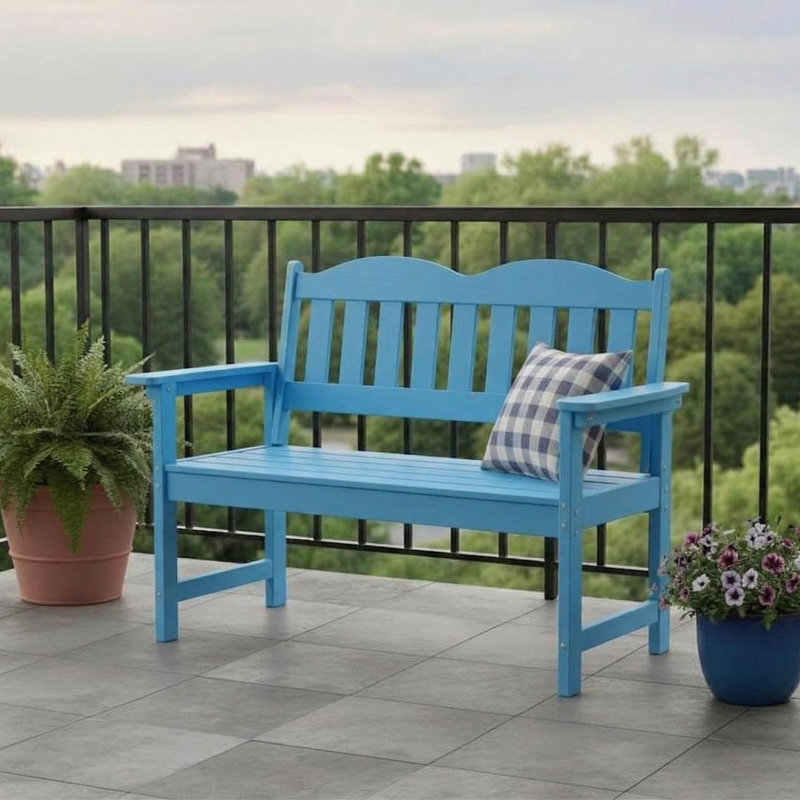 Banc de jardin extérieur pour 2 personnes, Bleu