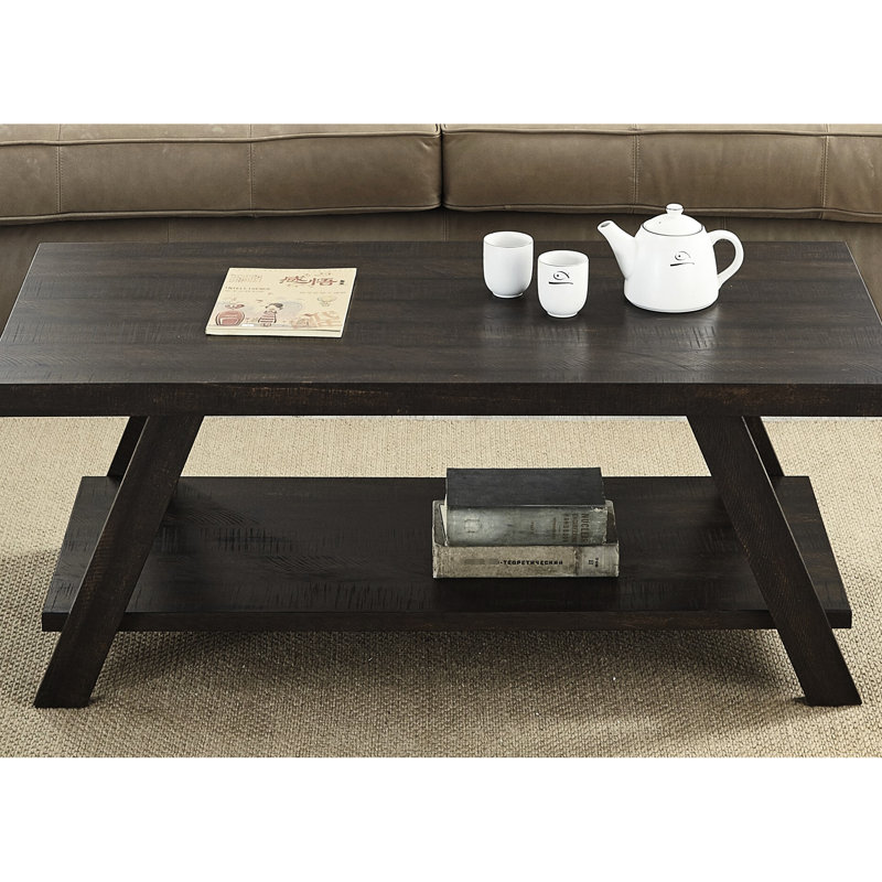 Weathered Coffee Table Featuring Splayed Legs And Under-Table Storage - 44Lb Construction -Colored Rectangular With Underneath Build Quality