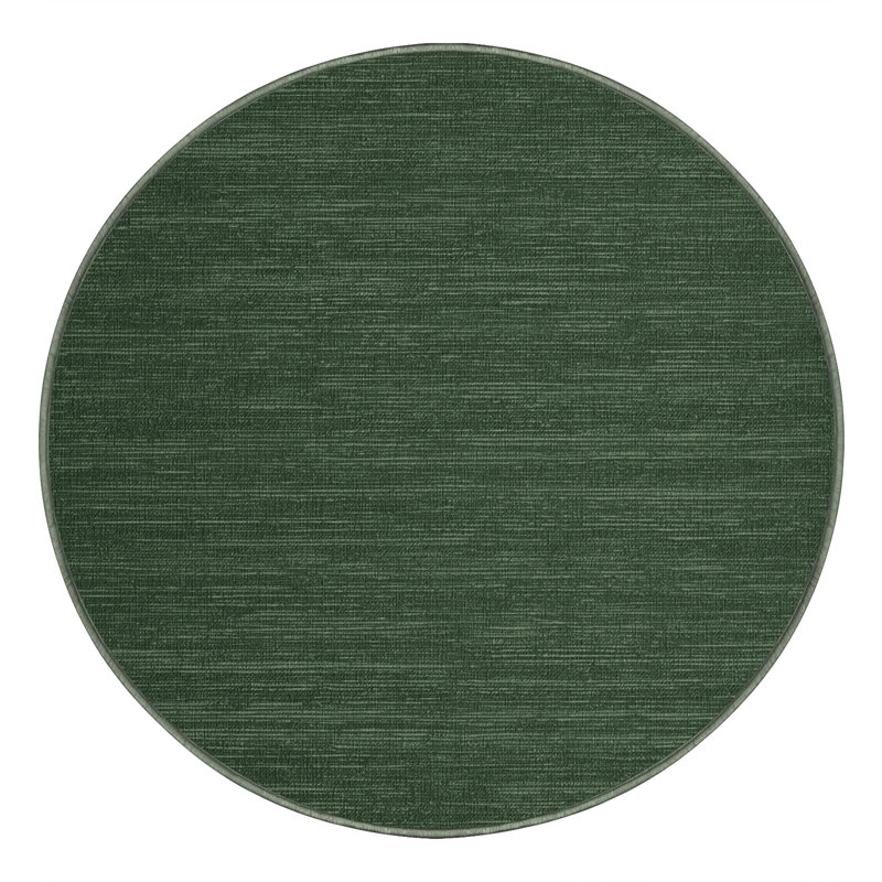 Machine Washable Solid Green Area Rug, Round 5'