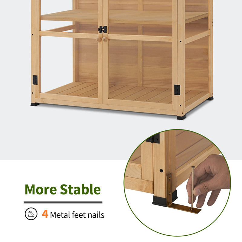 40.2" W x 24" D Wooden Cold Frame Greenhouse with Adjustable Shelf & Lockable Door