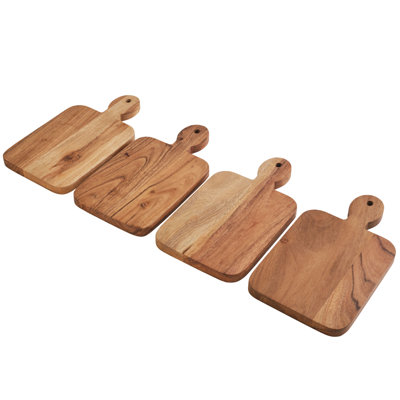 Fitz And Floyd Caleb Natural Wood Mini Serve Boards, Set Of 4