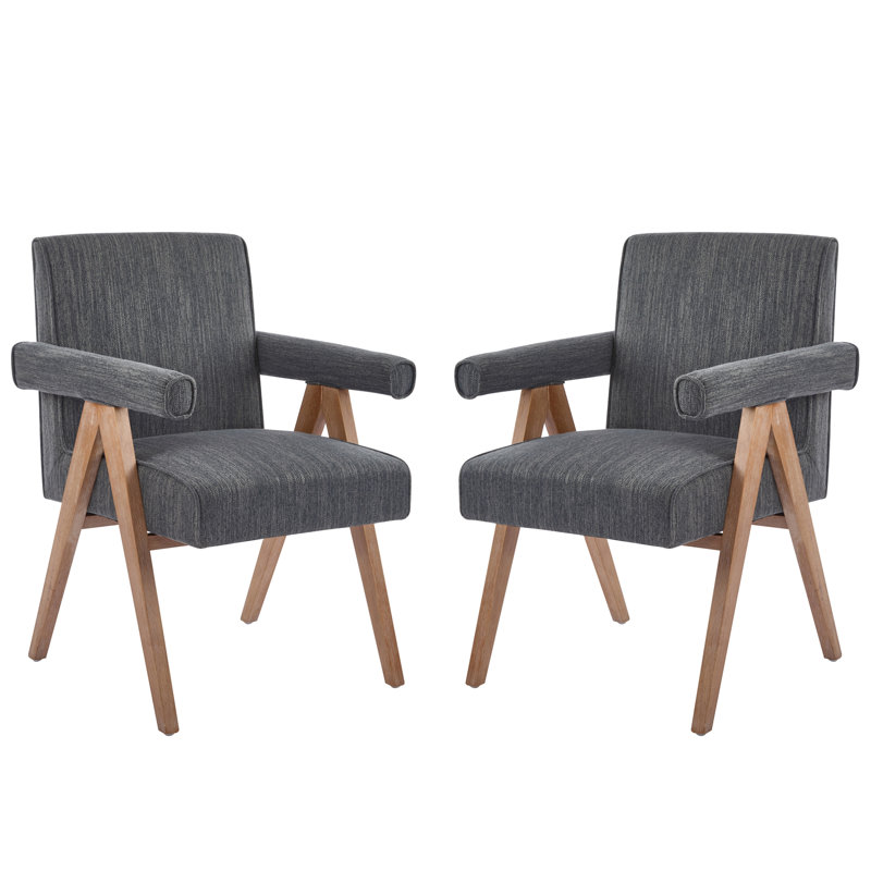 Fauteuil de salle à manger rembourré, Gris anthracite