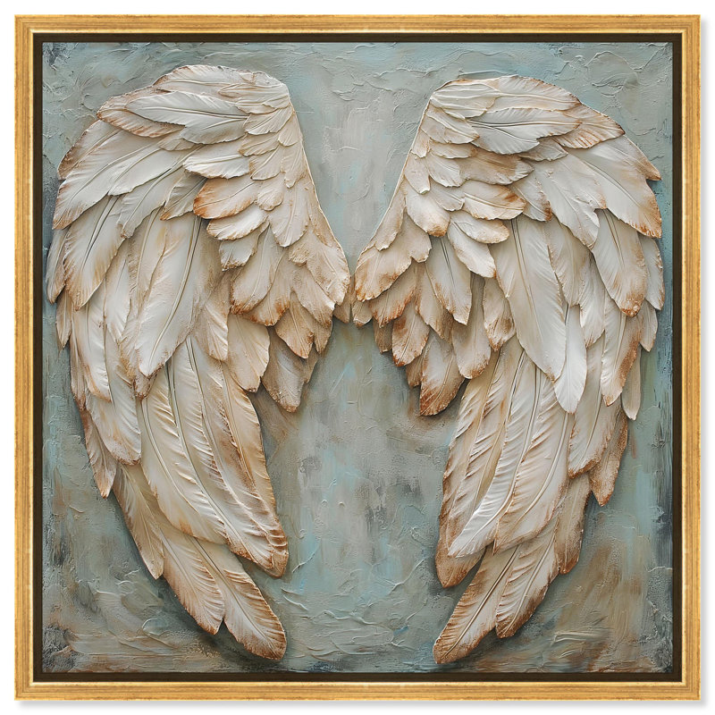 Art mural Wings of Ash I, H 31 po x l 31 po x P 1,8 po, Cadre flottant doré