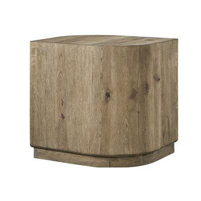 Table d'appoint en chêne noueux anglais avec placage naturel, construction robuste en bois massif, bords arrondis pour une touche de douceur visuelle dans un intérieur contemporain ou de style transitionnel, idéale comme table d'appoint ou de présentation, 22