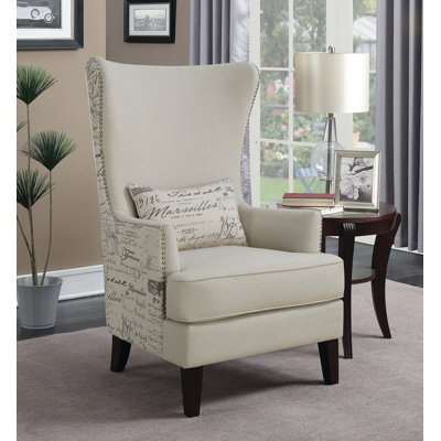 Sonali Upholstered High Wingback Accent Chair Latte