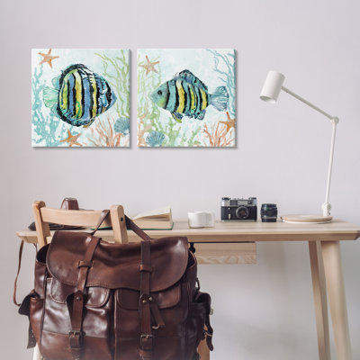  «Aquatic Striped Fish», ensemble de 2 reproductions d'art sur toile par Carol Robinson