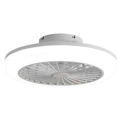 18 Inch Enclosed Ceiling Fan with Light and Remote, Flush Mount Bladeless Modern Low Profile Ceiling Fan for Bedroom Kitchen Dining Room