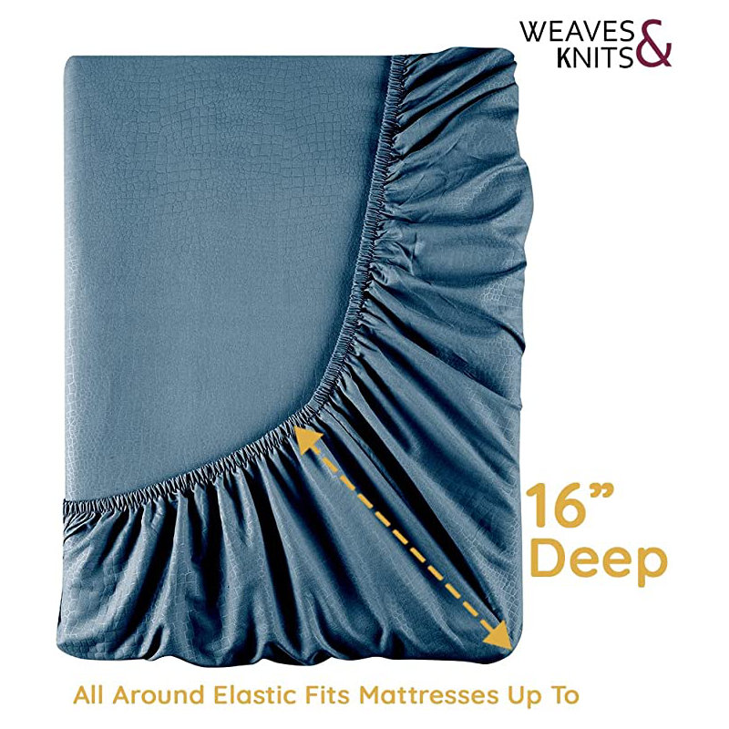 ENSEMBLE DE FEUILLES À SABLE, Ensemble de draps pour lit très grand californien, Bleu électrique